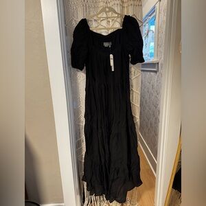 Anthropologie black tiered Midi dress M